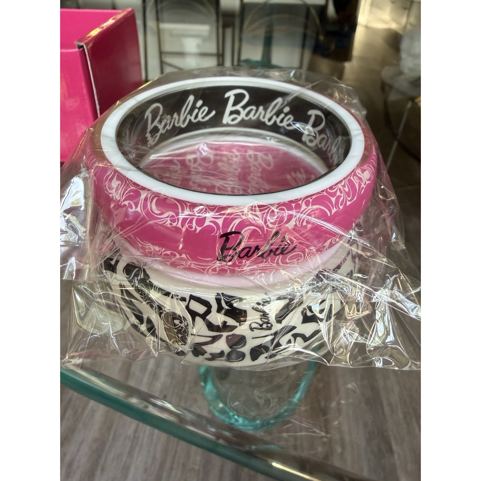 New In Box Barbie Collector Chunky Bangle Bracelets Set Of 2 Acrylic 39$